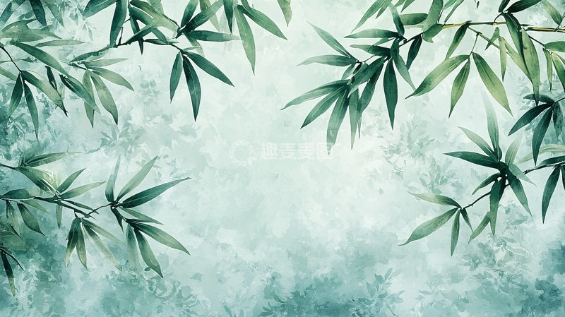 高清大图下载【趣麦麦图】水墨竹叶