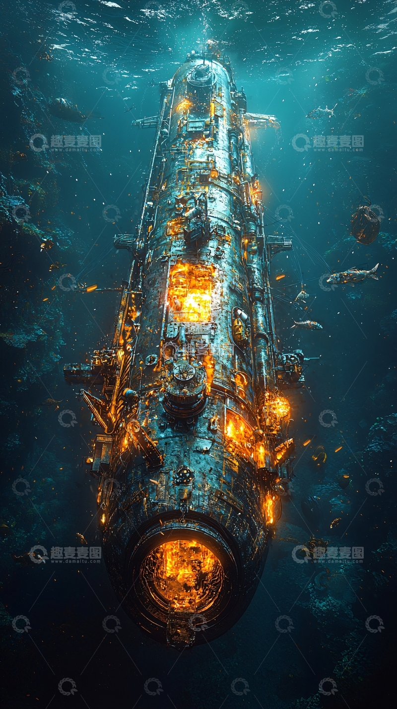 高清大图下载【趣麦麦图】海底神秘古船