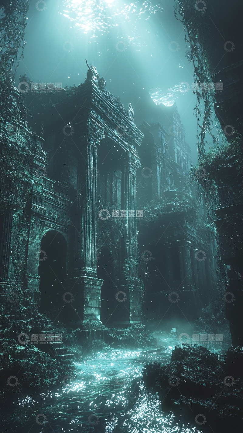 高清大图下载【趣麦麦图】深海古城遗址