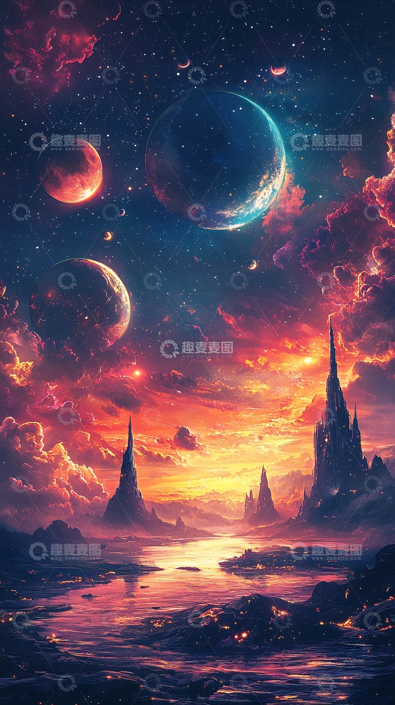 高清大图下载【趣麦麦图】奇幻星球宇宙风景