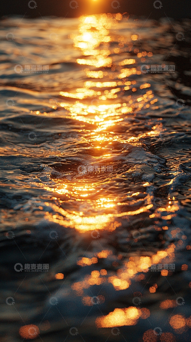 高清大图下载【趣麦麦图】日落海面波光粼粼