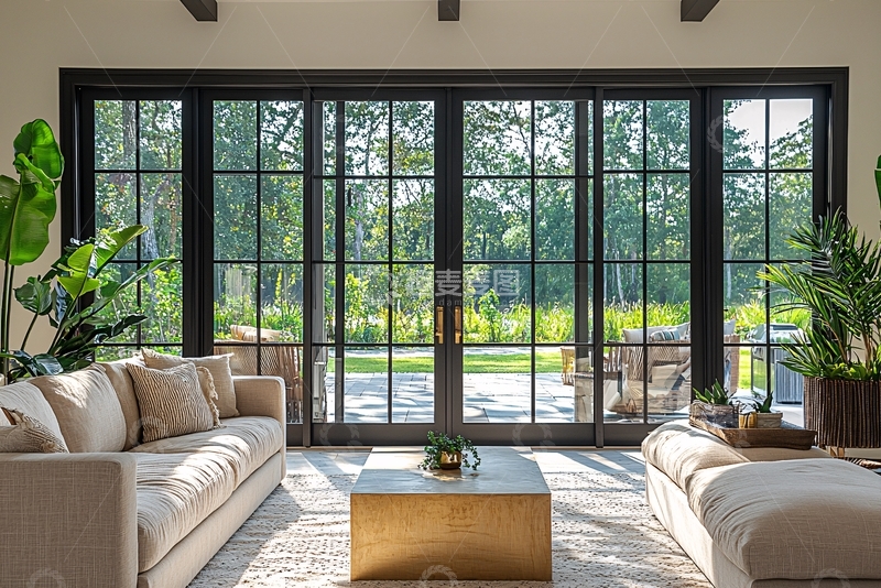 高清大图下载【趣麦麦图】黑色框架推拉门