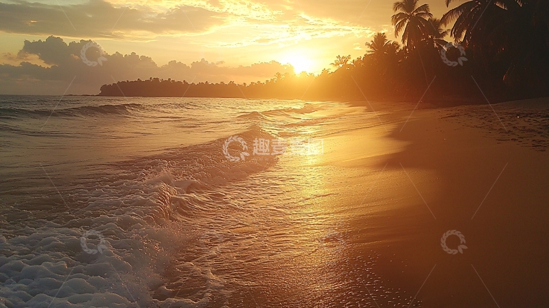 高清大图下载【趣麦麦图】热带海滩日落