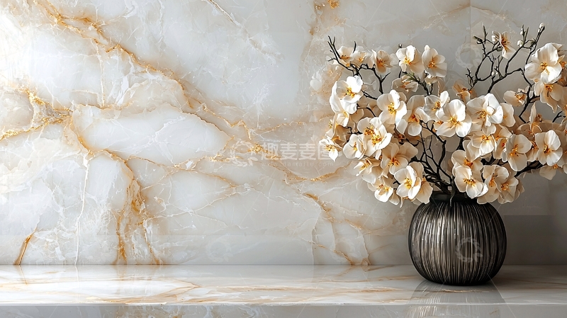 高清大图下载【趣麦麦图】浅色大理石背景上的花瓶