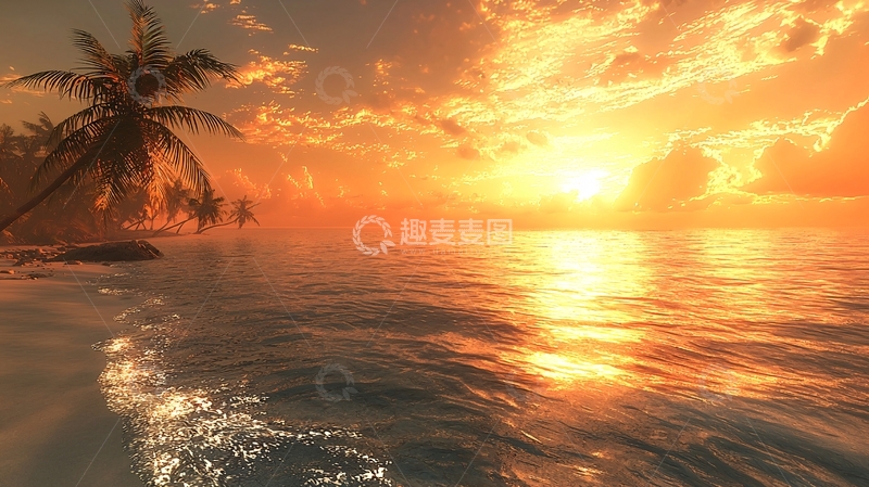 高清大图下载【趣麦麦图】热带海滩日落