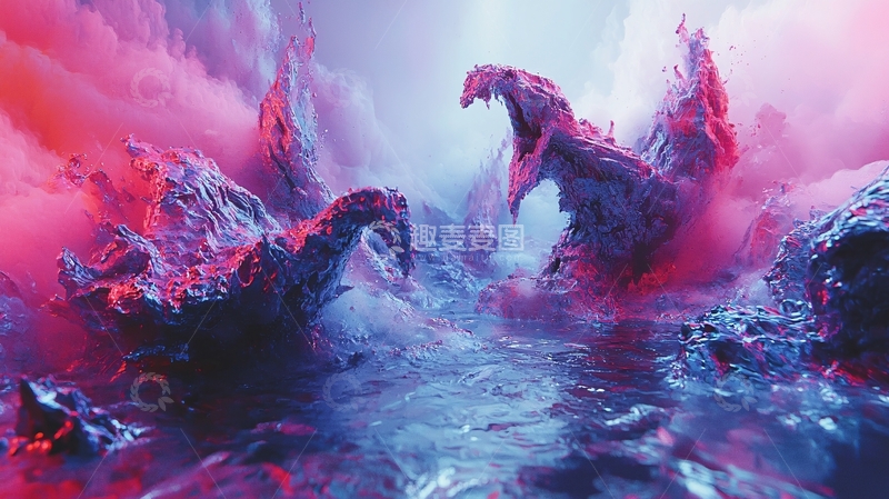 高清大图下载【趣麦麦图】奇幻怪兽峡谷场景