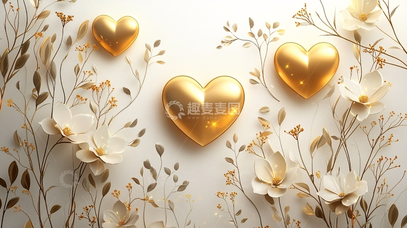 高清大图下载【趣麦麦图】金色爱心