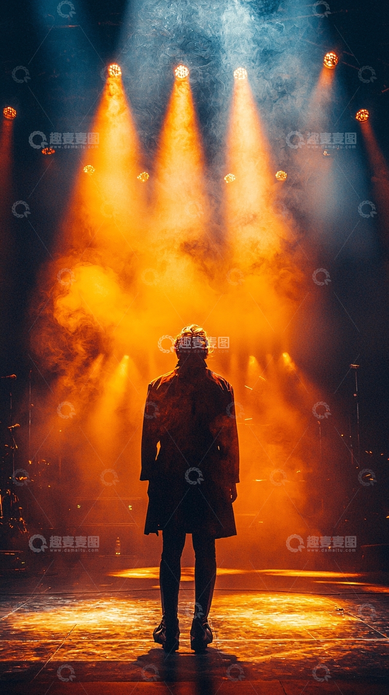 高清大图下载【趣麦麦图】舞台灯光下的孤独身影