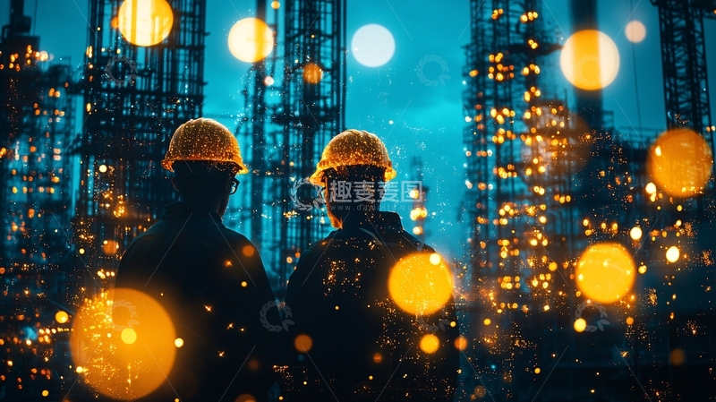 高清大图下载【趣麦麦图】夜晚工地