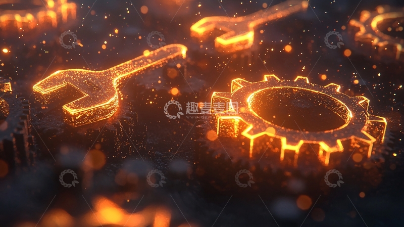 高清大图下载【趣麦麦图】发光齿轮和扳手