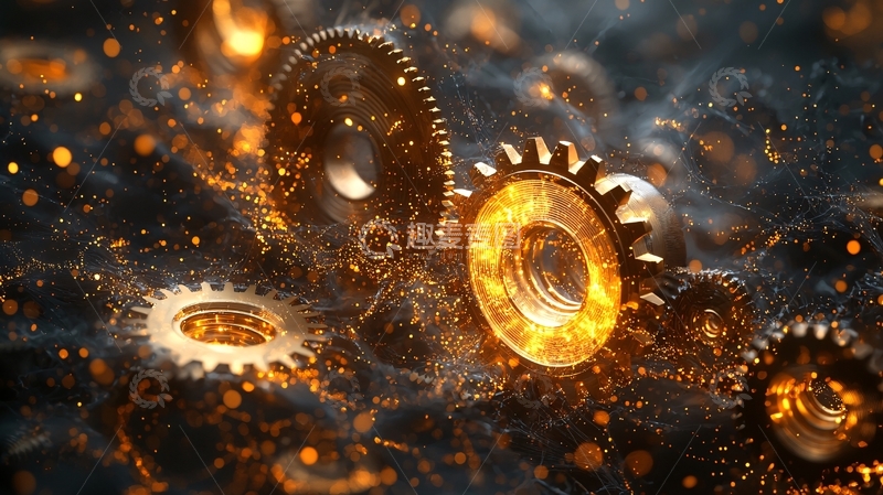 高清大图下载【趣麦麦图】燃烧的金属齿轮