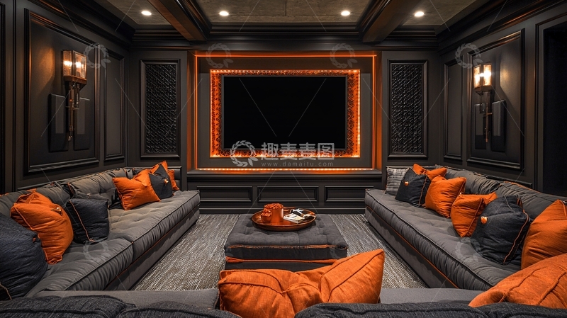 高清大图下载【趣麦麦图】豪华家庭影院与舒适沙发