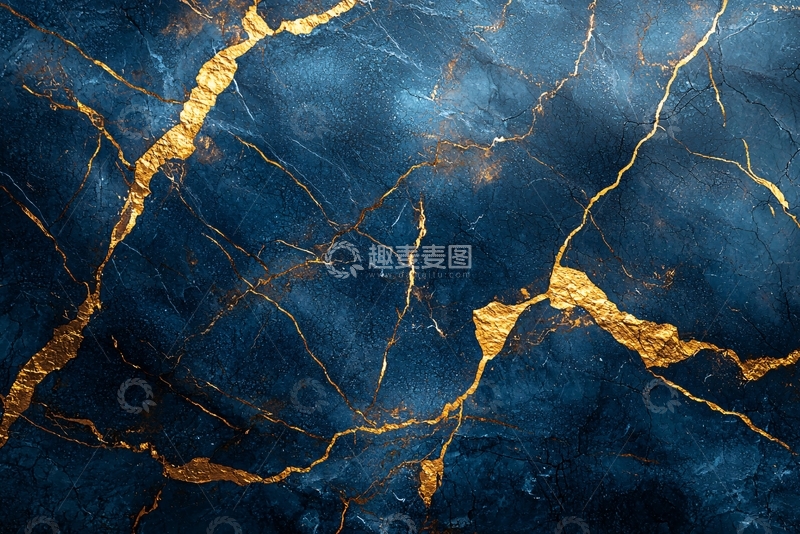 高清大图下载【趣麦麦图】深蓝色金色大理石纹理