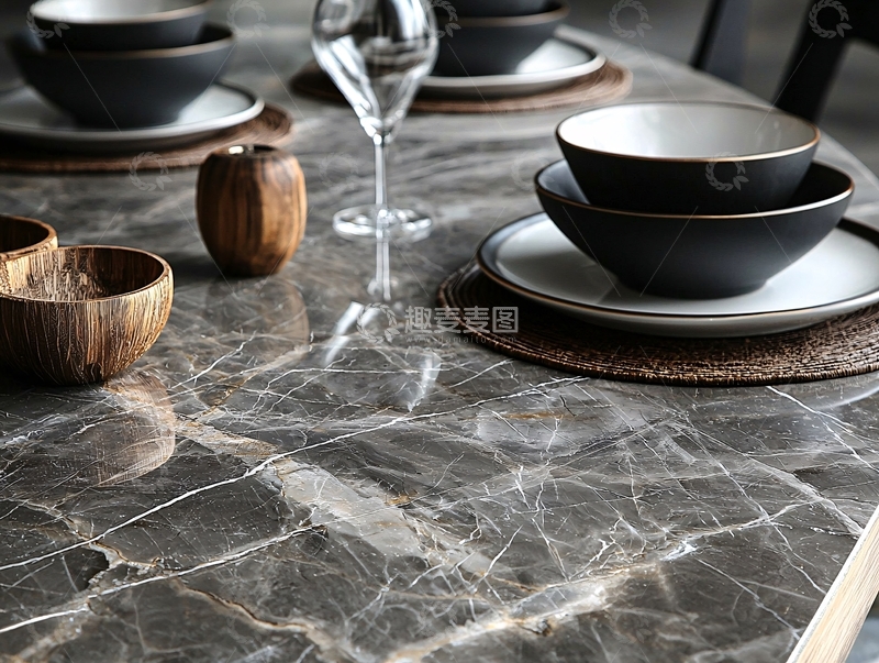 高清大图下载【趣麦麦图】灰色大理石纹餐桌