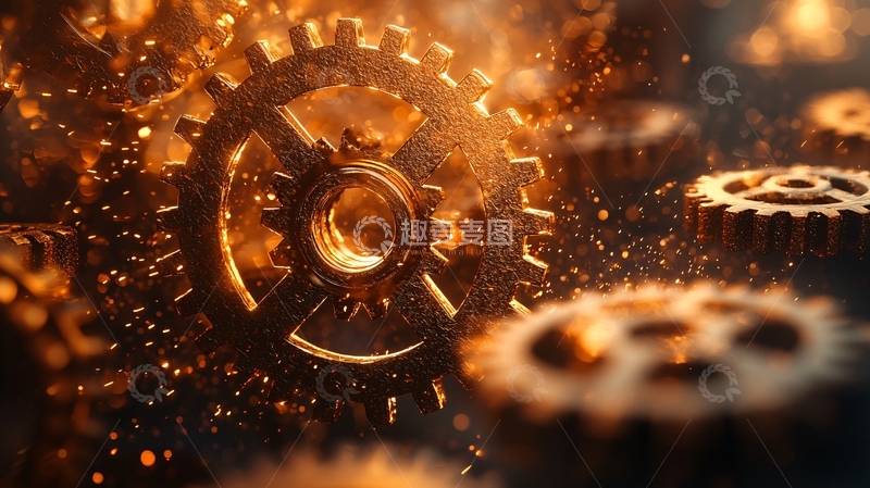 高清大图下载【趣麦麦图】燃烧的金属齿轮