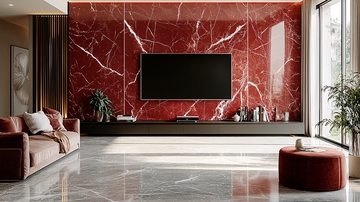 红色大理石电视背景墙