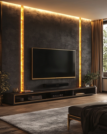 暗色系电视背景墙