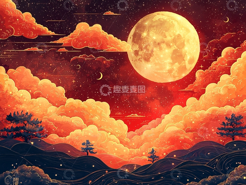 高清大图下载【趣麦麦图】红月亮