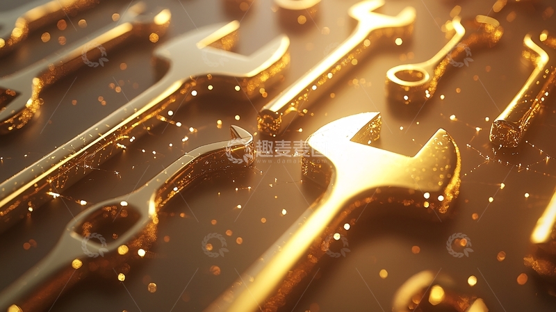 高清大图下载【趣麦麦图】金色扳手