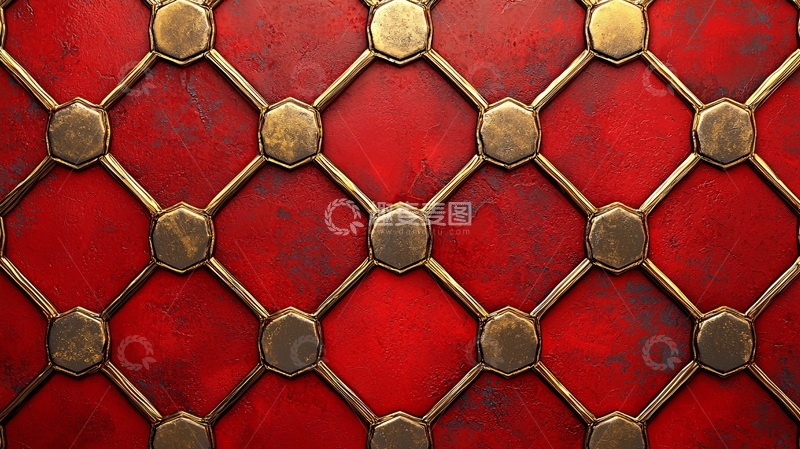 高清大图下载【趣麦麦图】红色金属网格背景