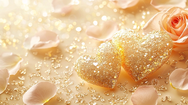 高清大图下载【趣麦麦图】金色闪光爱心