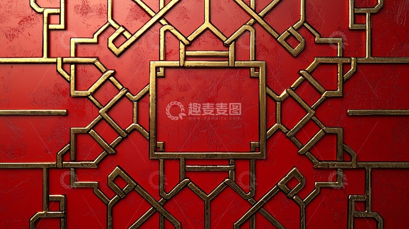 高清大图下载【趣麦麦图】中式红金色纹理背景