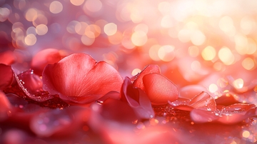 红玫瑰花瓣散落背景