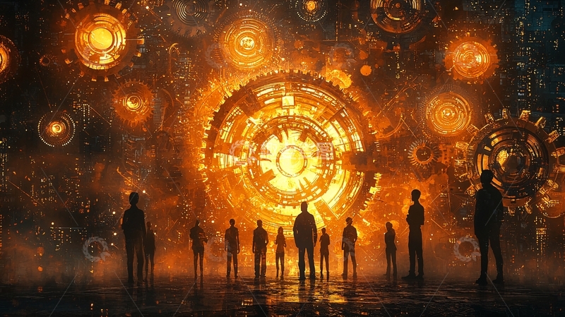 高清大图下载【趣麦麦图】蒸汽朋克巨型齿轮装置