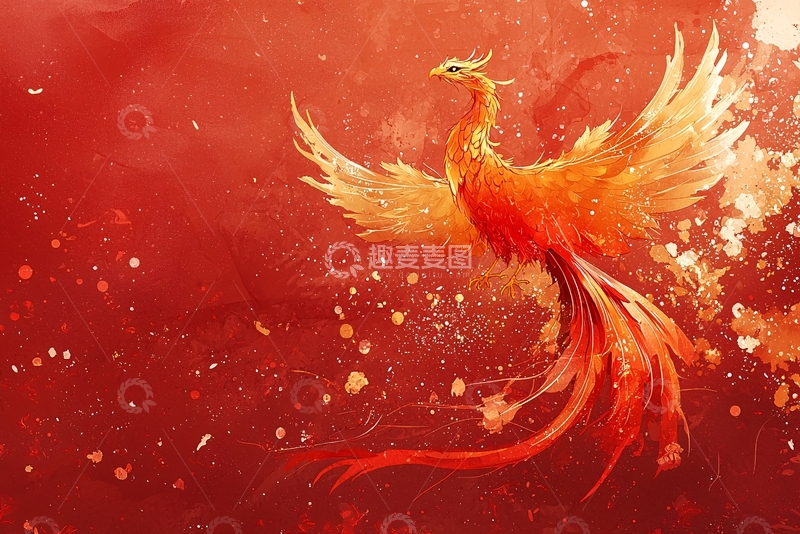 高清大图下载【趣麦麦图】火红的凤凰展翅飞翔
