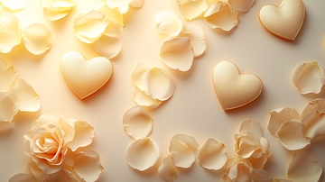 浅色系玫瑰花瓣爱心背景