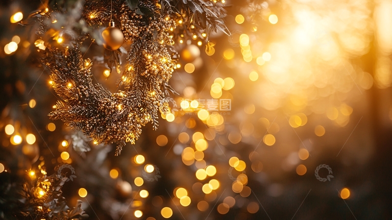 高清大图下载【趣麦麦图】冬日暖阳下的圣诞树饰品