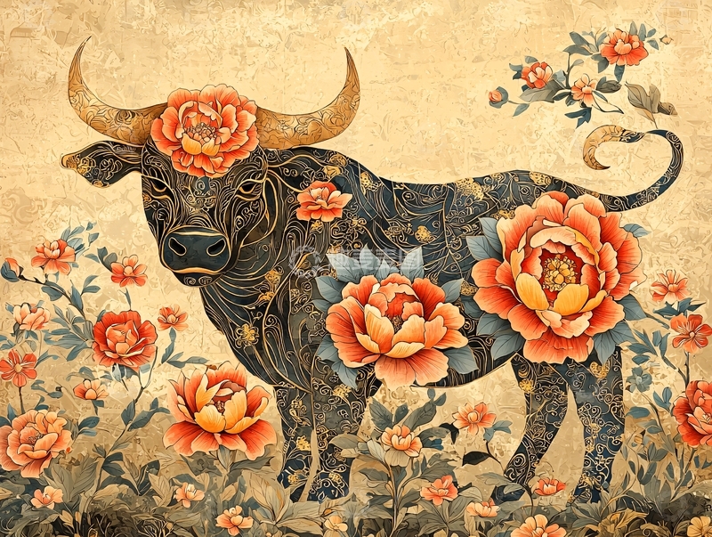 高清大图下载【趣麦麦图】水墨牛