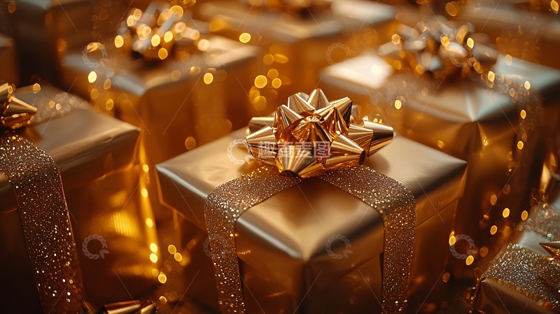 高清大图下载【趣麦麦图】金色礼盒