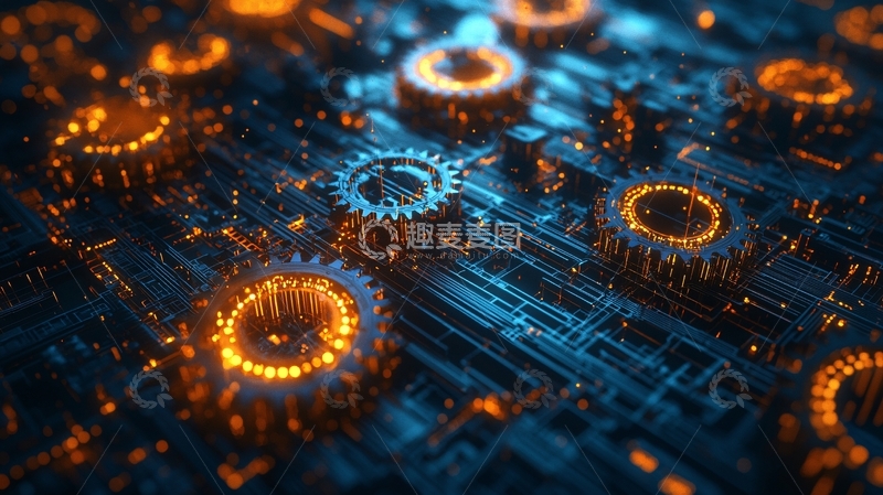 高清大图下载【趣麦麦图】电路板上的齿轮