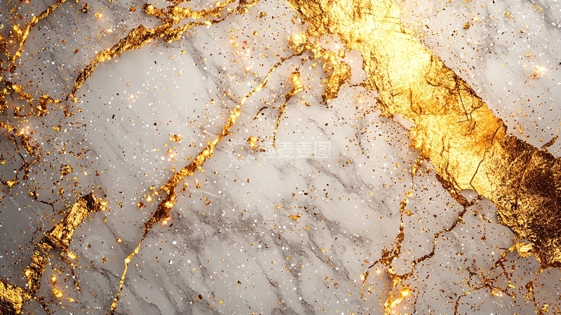 高清大图下载【趣麦麦图】白色大理石金色纹理背景