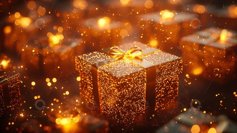 高清大图下载【趣麦麦图】闪耀金色礼盒