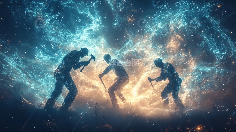 高清大图下载【趣麦麦图】能量火焰中劳作的人