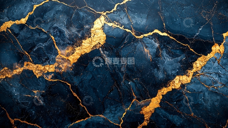 高清大图下载【趣麦麦图】深蓝金线纹理大理石