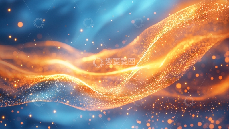 高清大图下载【趣麦麦图】蓝色和橙色光波粒子
