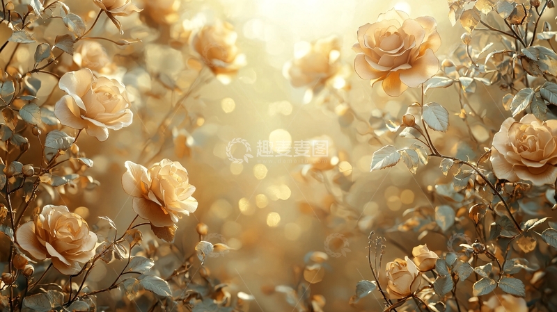 高清大图下载【趣麦麦图】金色玫瑰花海