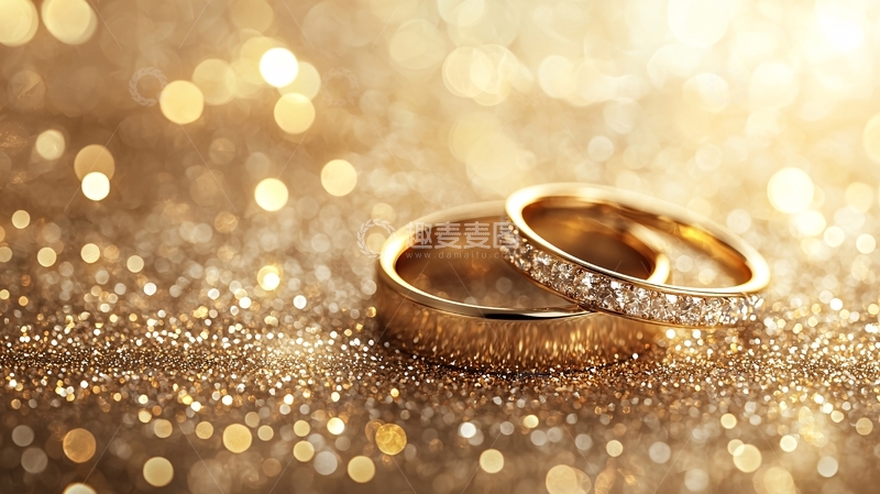 高清大图下载【趣麦麦图】闪耀金光婚戒背景