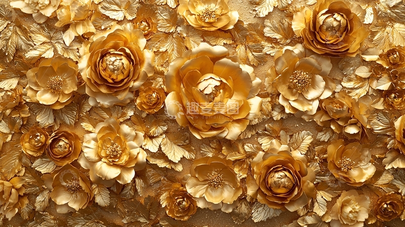 高清大图下载【趣麦麦图】金色花朵背景