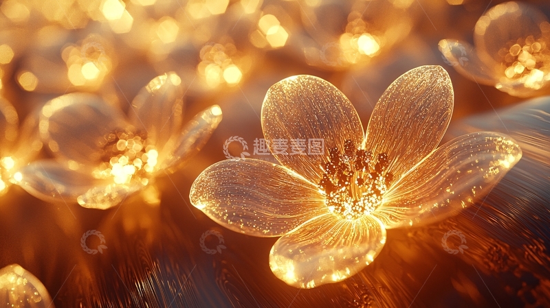 高清大图下载【趣麦麦图】温暖灯光下的透明花朵