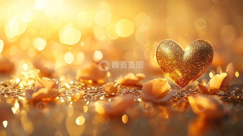 高清大图下载【趣麦麦图】金色爱心