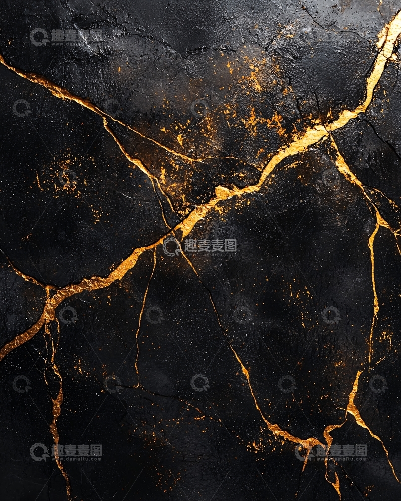 高清大图下载【趣麦麦图】黑色金色裂纹背景