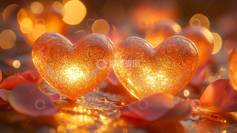 高清大图下载【趣麦麦图】温暖光晕下的金色心形