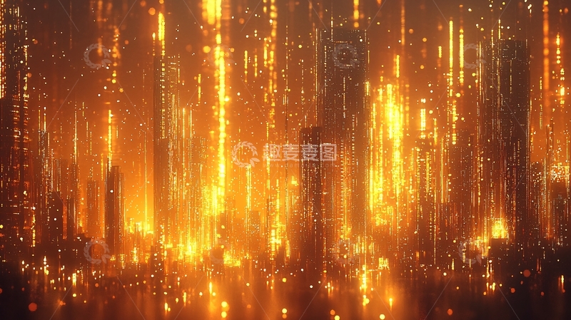 高清大图下载【趣麦麦图】金色光线城市