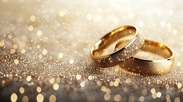 闪耀金色的结婚戒指