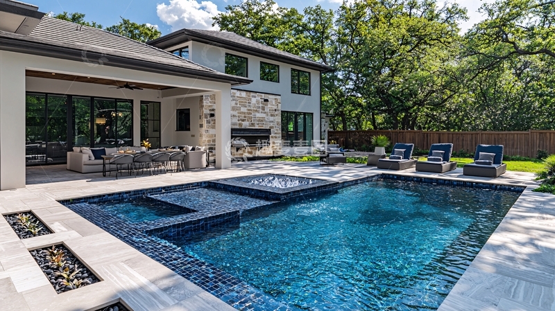 高清大图下载【趣麦麦图】别墅后院泳池