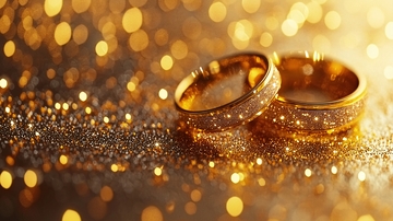 闪耀金光结婚对戒